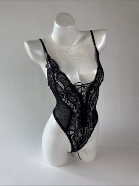 Trashy Lingerie Black Lace Lace-Up Bodysuit